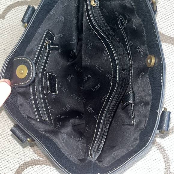 BOC vegan leather multiple pockets Black Gray shoulder tote Bag - Picture 5 of 17